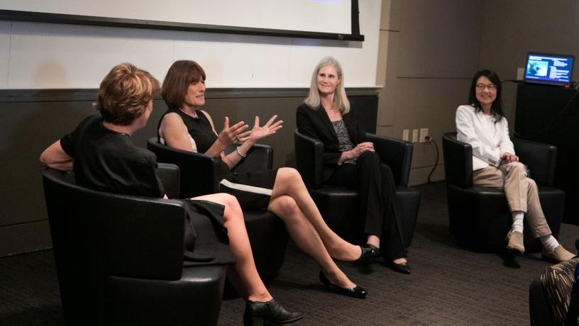 Dean Boyce led a panel discussion on advancing humanity through technology with professors Gordana Vunjak-Novakovic, Patricia Culligan, and Jeannette Wing.